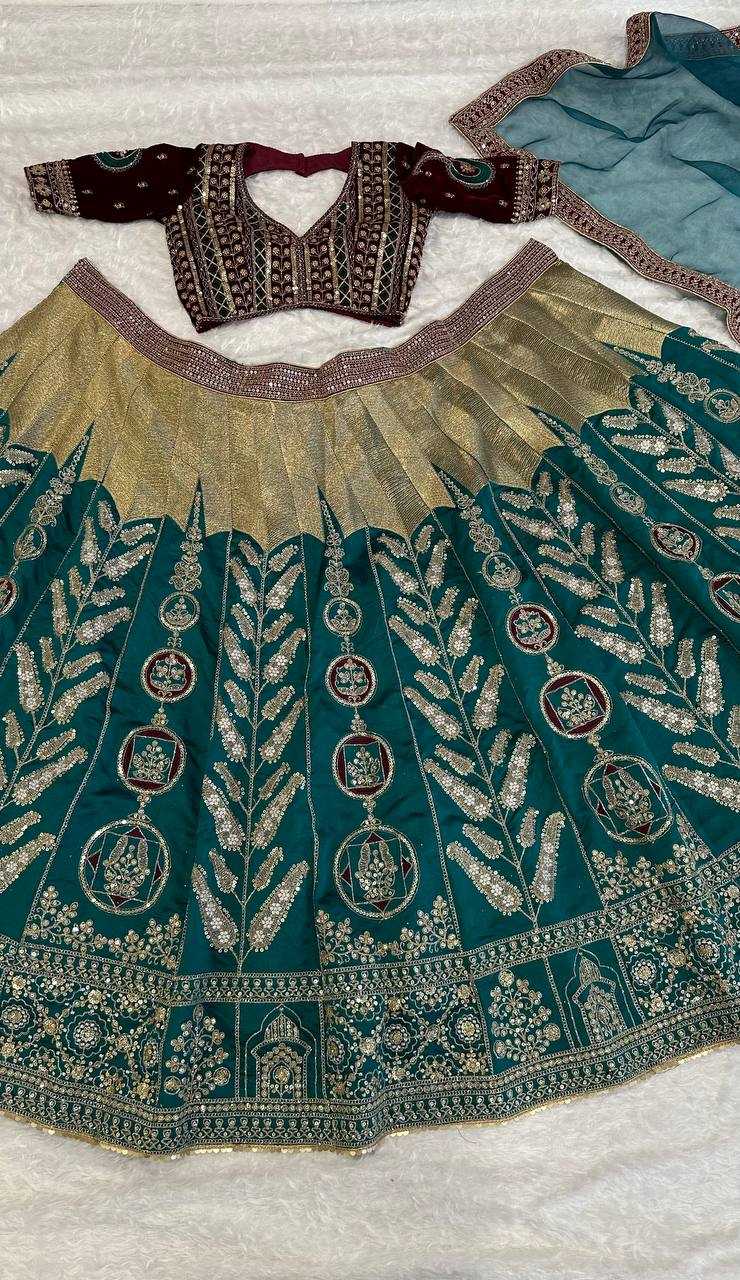 Silk Zari Work Sequins Lehenga for Festive Occasions
