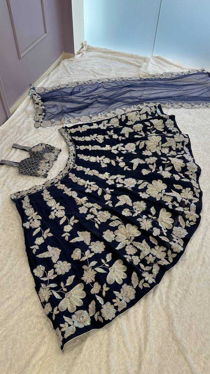 Silk Zari Work Sequins Lehenga for Festive Occasions