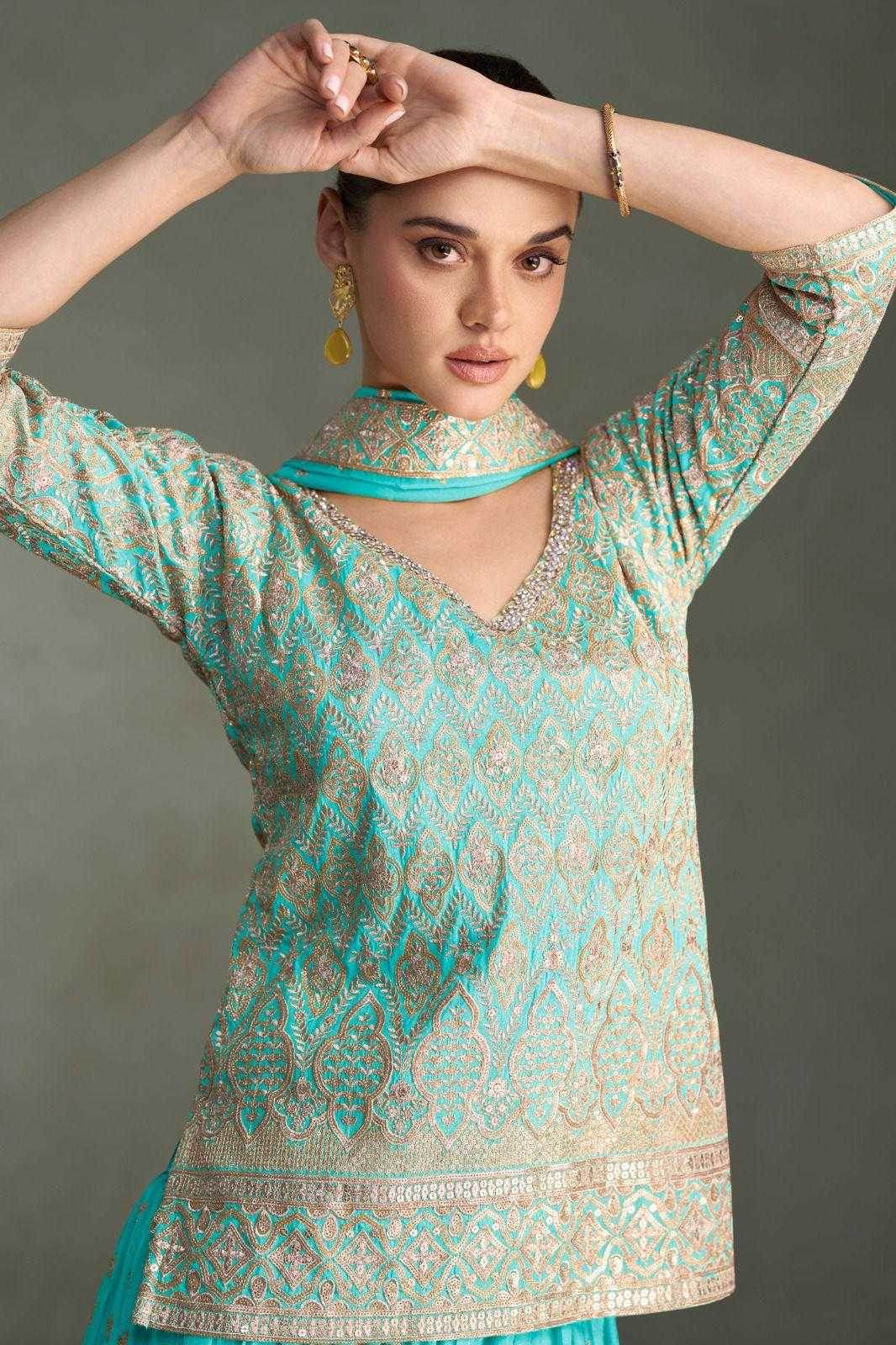 Simar silk Embroidery Palazzo Suit - MYLUXURY LANE ENTERPRISE