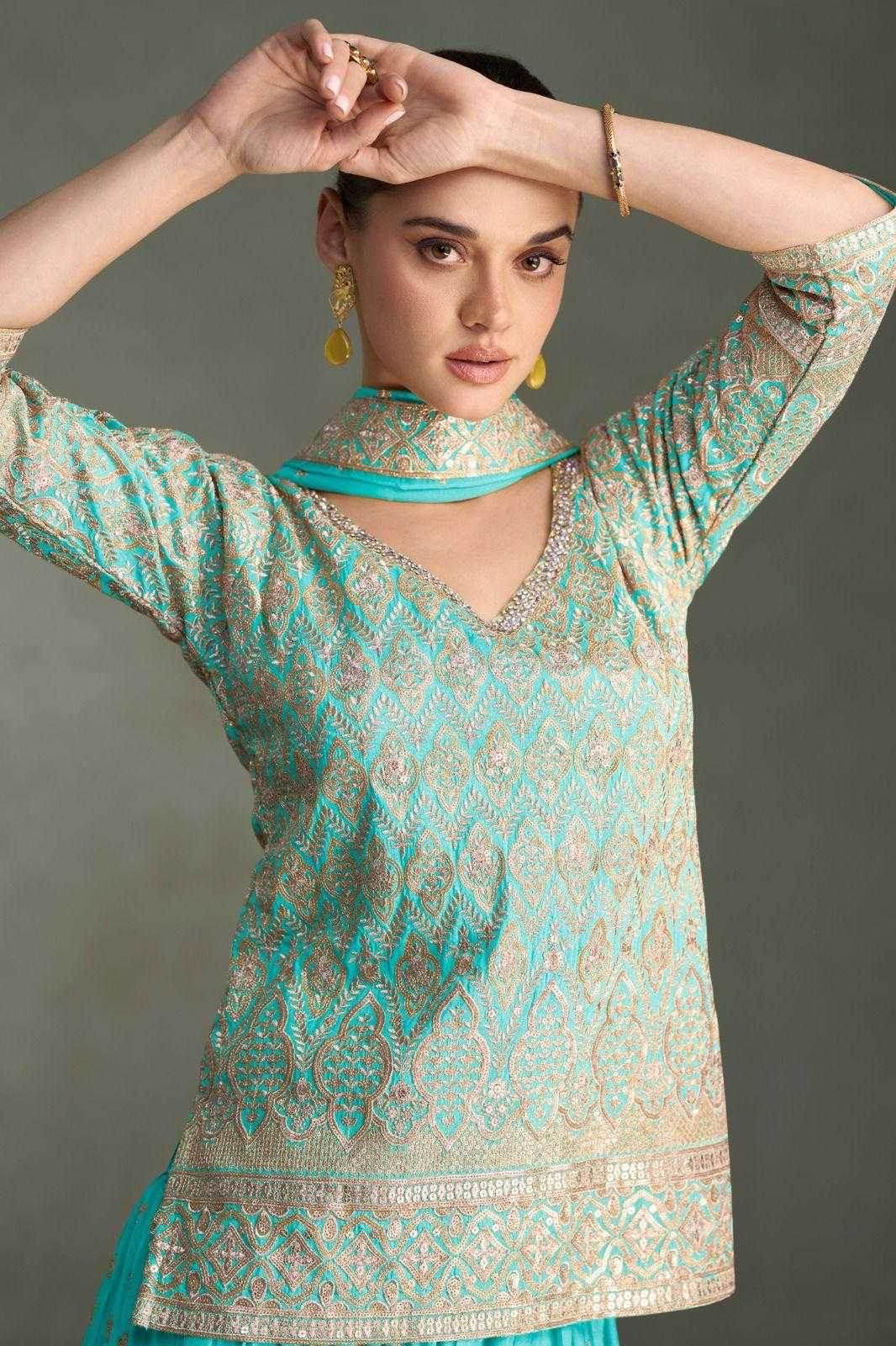 Simar silk Embroidery Palazzo Suit - MYLUXURY LANE ENTERPRISE