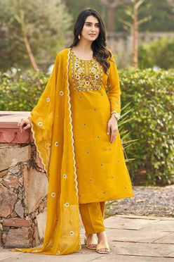 Slub Reyon Embroidery Palazzo Suit - MYLUXURY LANE ENTERPRISE
