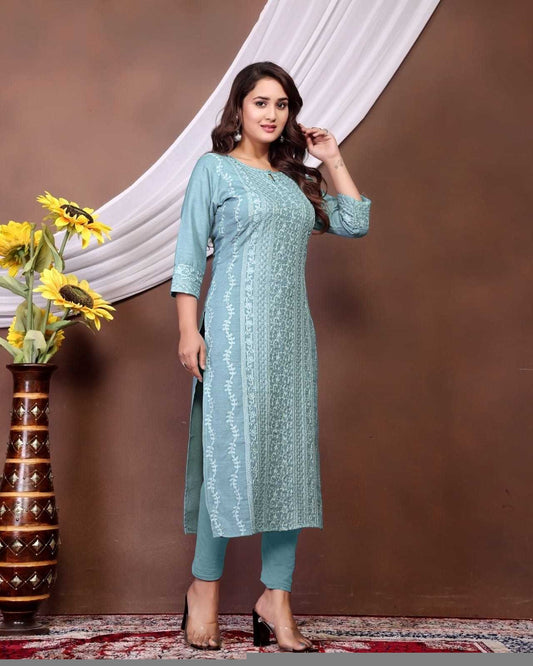 Rayon  Chikankari Kurti