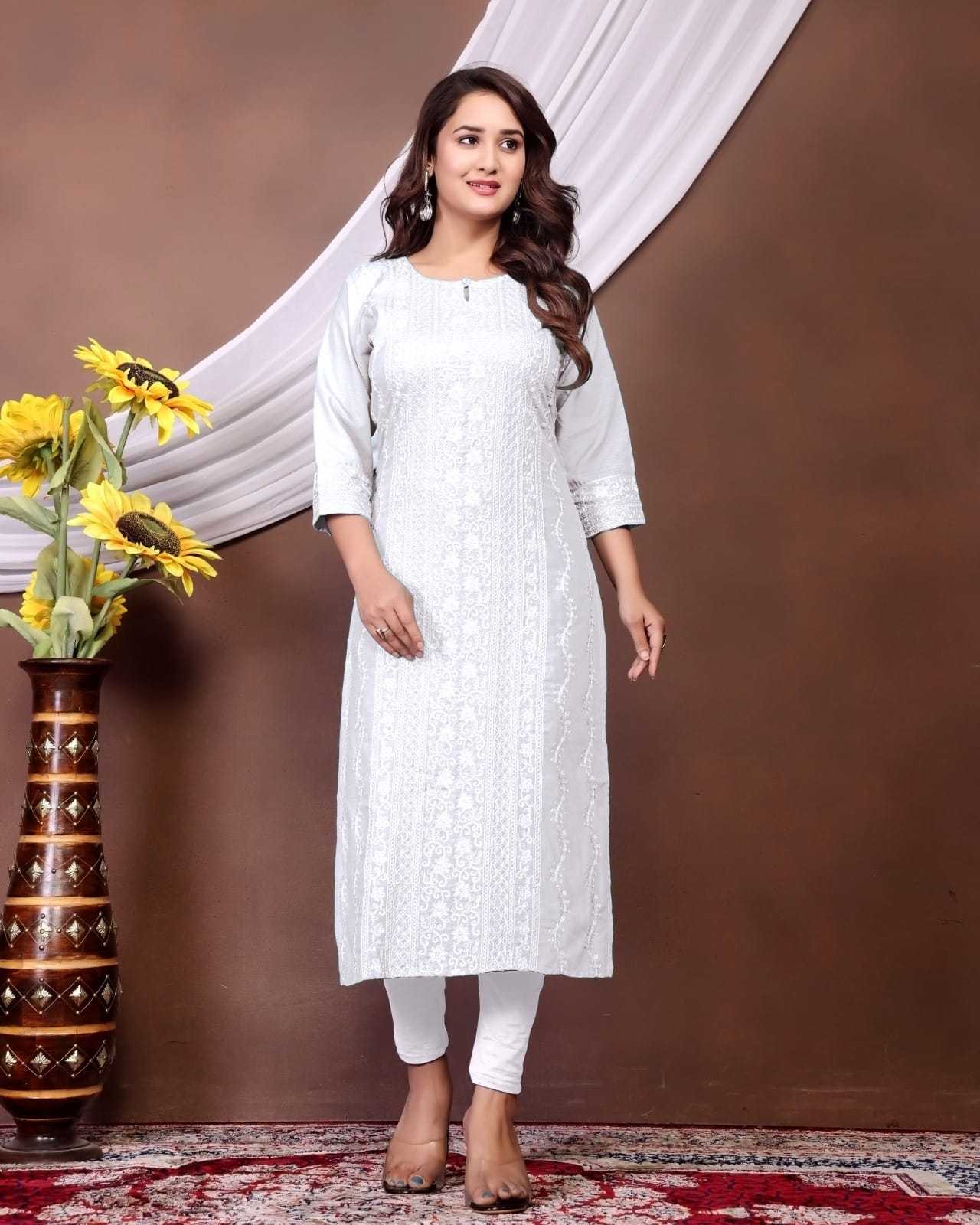 Rayon  Chikankari Kurti