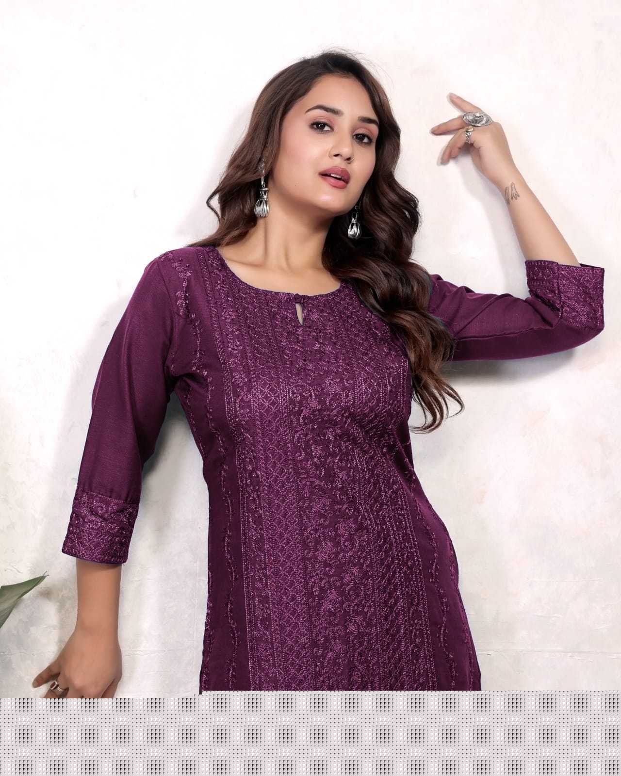 Rayon  Chikankari Kurti