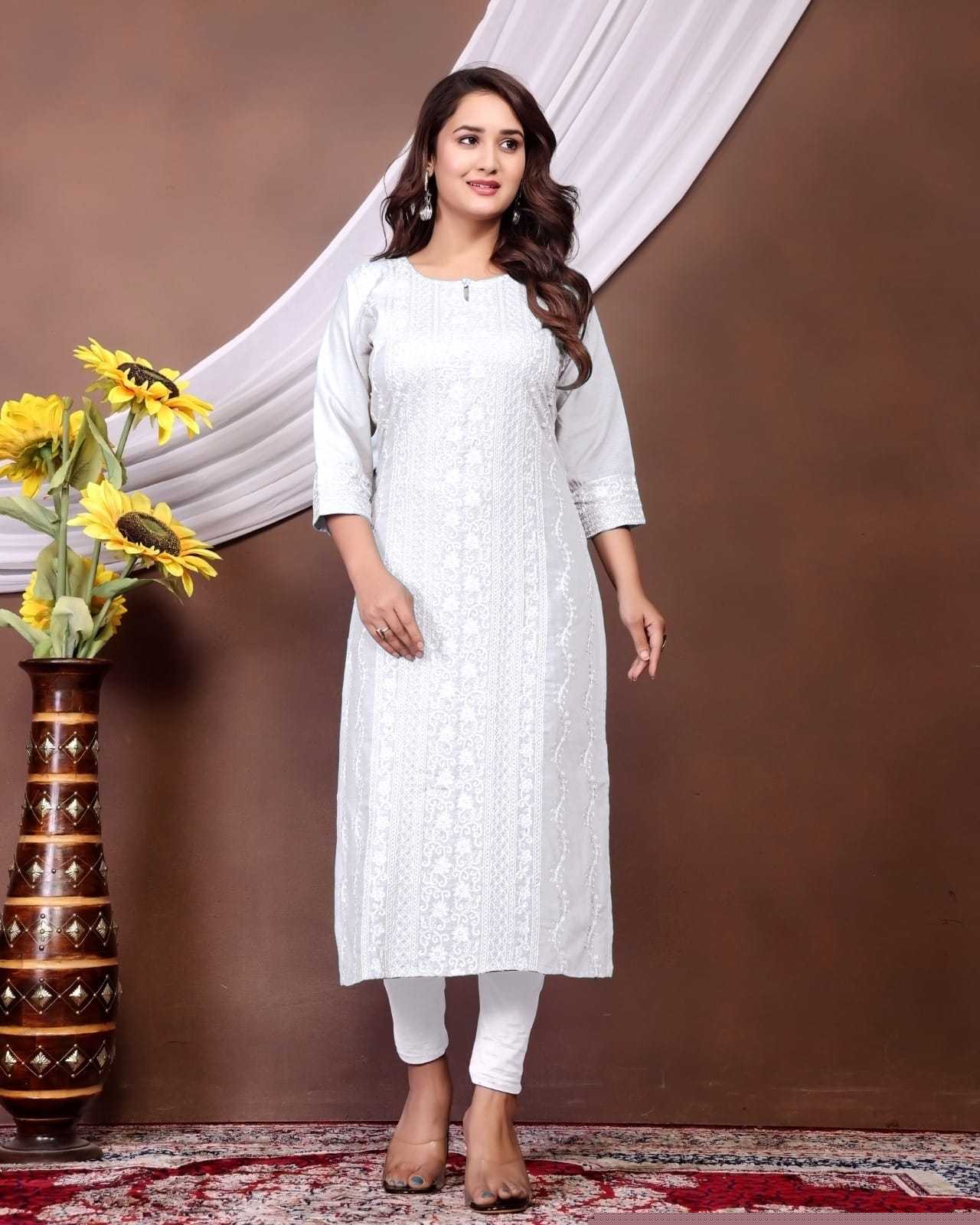 Rayon  Chikankari Kurti
