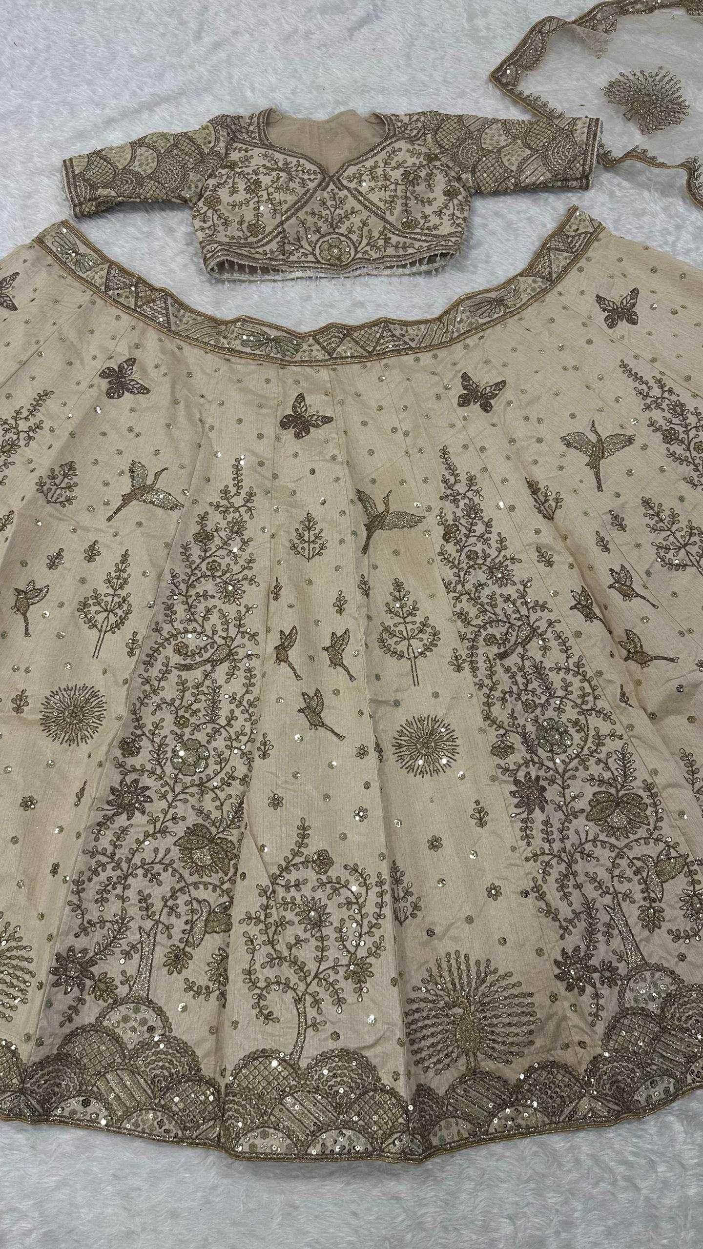 Slub Silk Embroidered Lehenga - MYLUXURY LANE ENTERPRISE