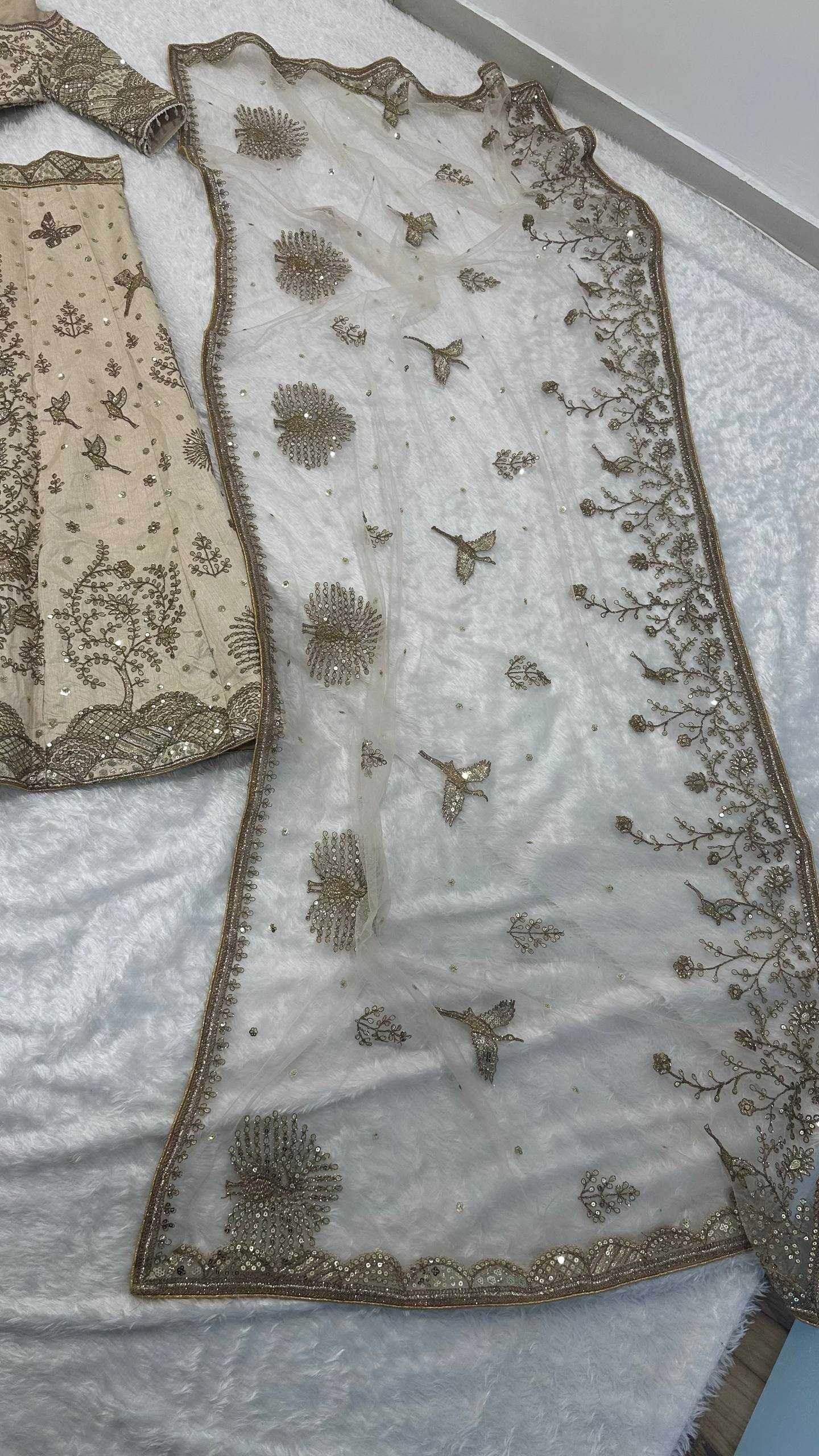 Slub Silk Embroidered Lehenga - MYLUXURY LANE ENTERPRISE