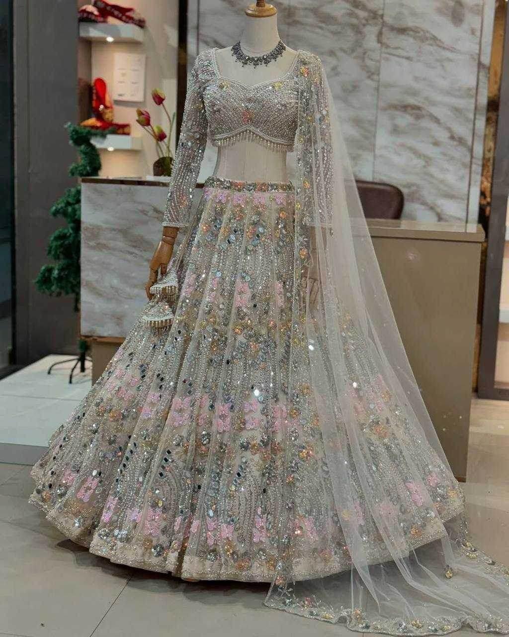 Soft Butterfly Net Embroidered Sequins Work Lehenga With Cancan - MYLUXURY LANE ENTERPRISE