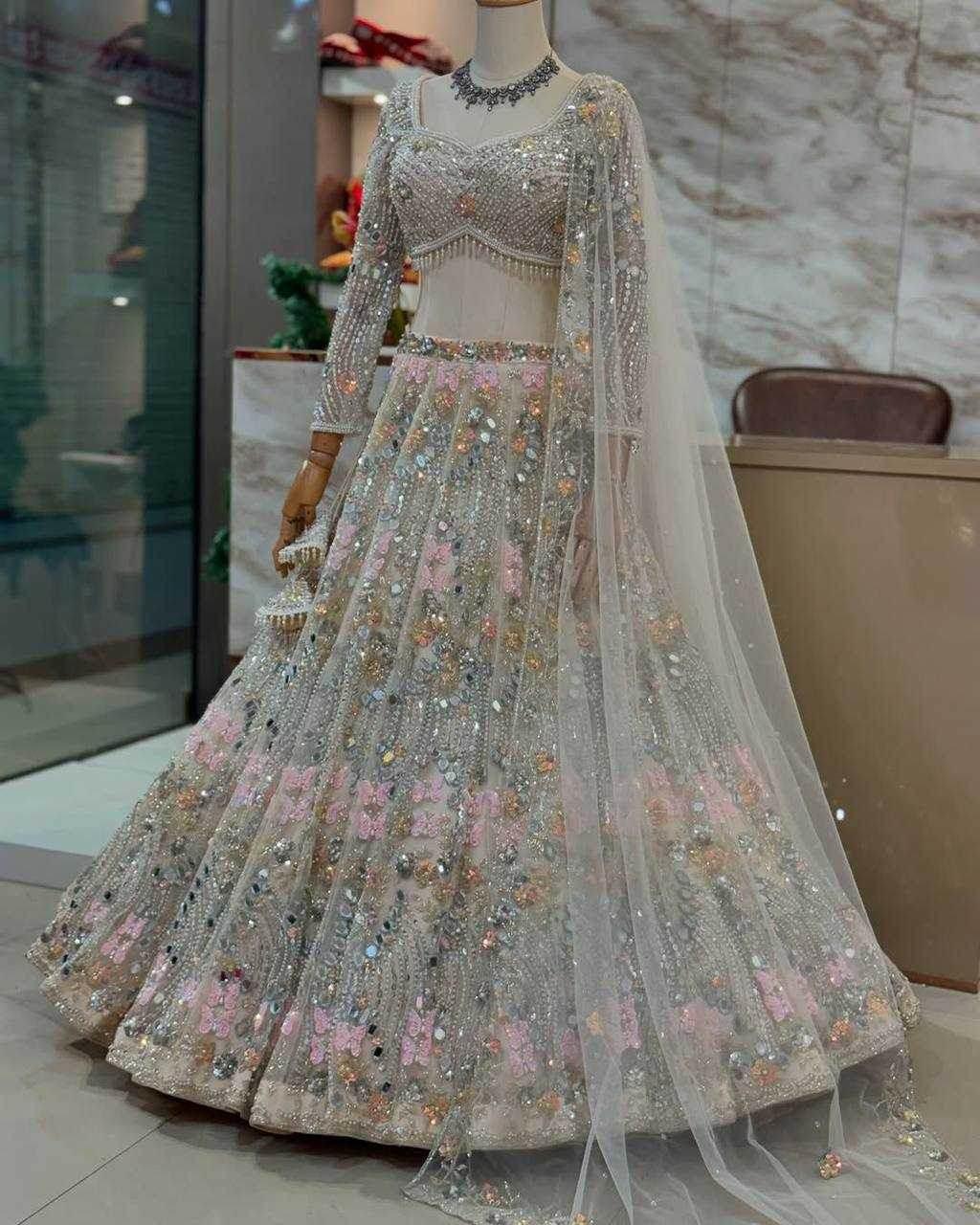 Soft Butterfly Net Embroidered Sequins Work Lehenga With Cancan - MYLUXURY LANE ENTERPRISE