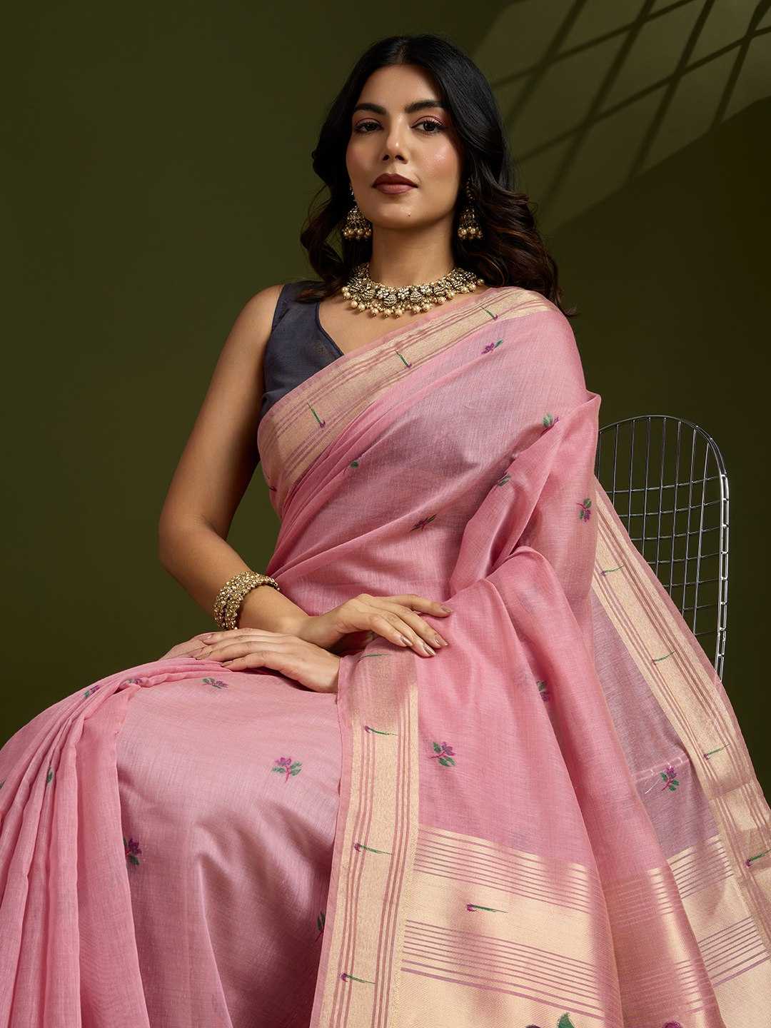Soft Cotton  PAITHANI Zari Saree