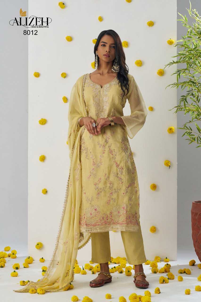 Soft Gold Crush  Embroidery Suit