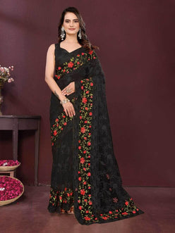 Soft Net Work Embroidered Saree - MYLUXURY LANE ENTERPRISE