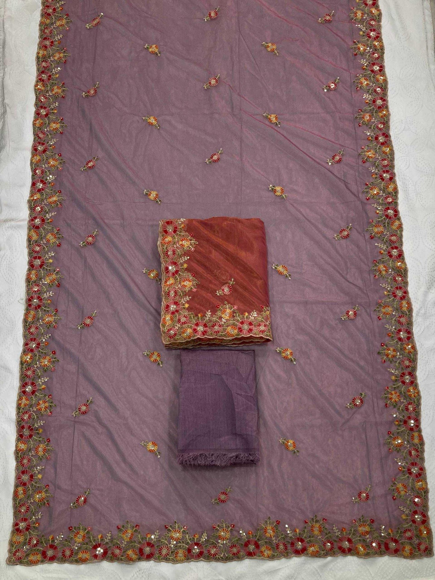 Soft Net Embroidered Sarees Sarees - MYLUXURY LANE ENTERPRISE
