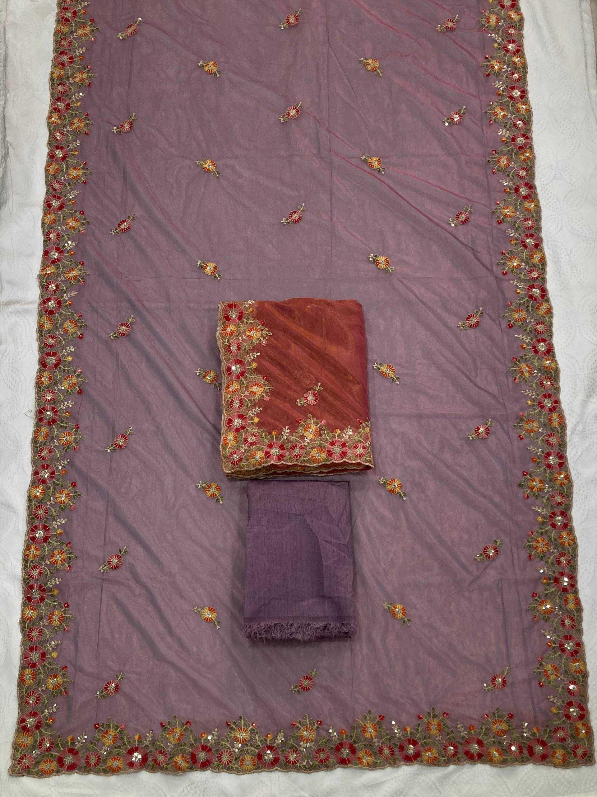 Soft Net Embroidered Sarees Sarees - MYLUXURY LANE ENTERPRISE