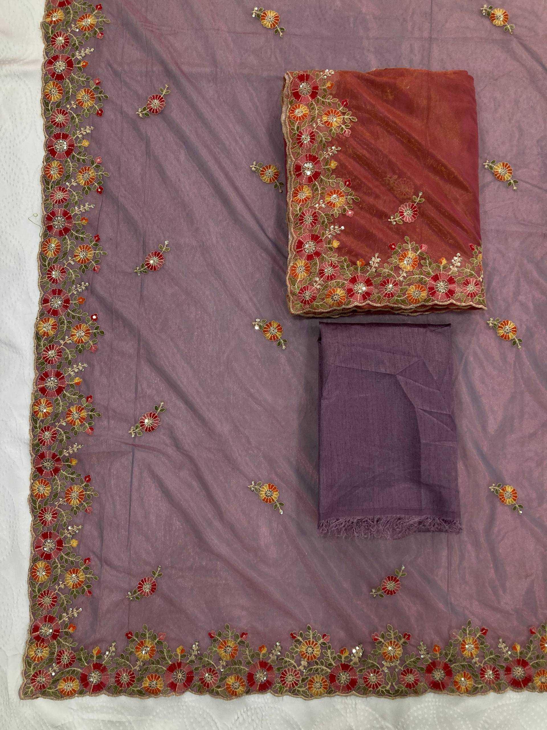 Soft Net Embroidered Sarees Sarees - MYLUXURY LANE ENTERPRISE