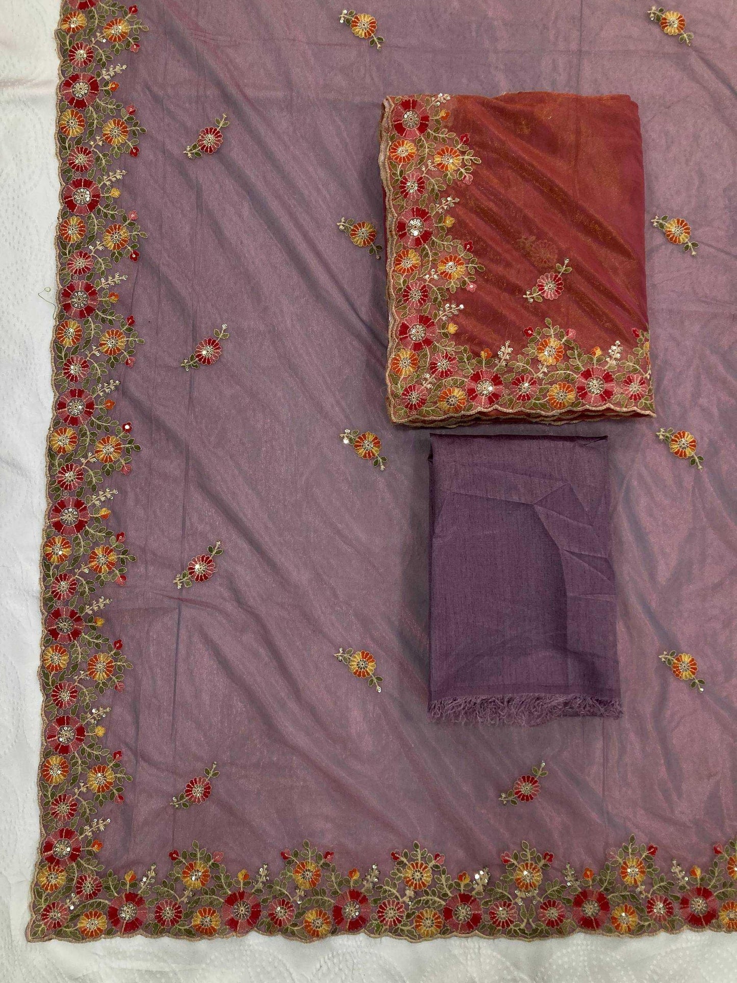 Soft Net Embroidered Sarees Sarees - MYLUXURY LANE ENTERPRISE