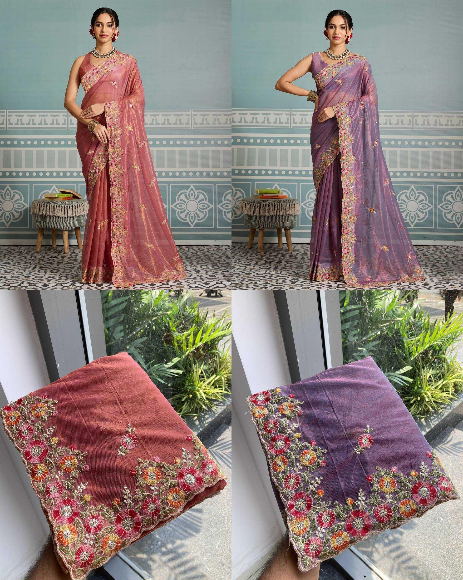 Soft Net Embroidered Sarees Sarees - MYLUXURY LANE ENTERPRISE