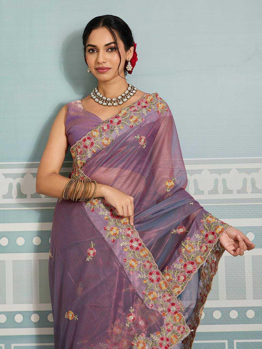 Soft Net Embroidered Sarees Sarees - MYLUXURY LANE ENTERPRISE