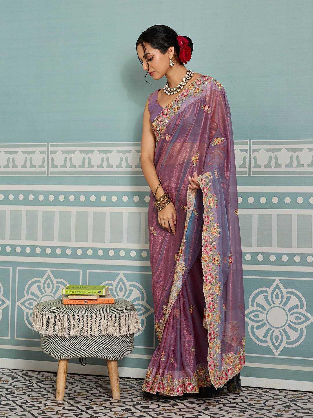 Soft Net Embroidered Sarees Sarees - MYLUXURY LANE ENTERPRISE