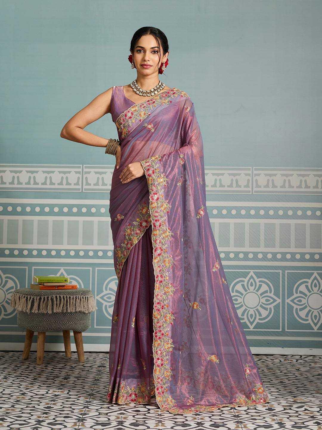 Soft Net Embroidered Sarees Sarees - MYLUXURY LANE ENTERPRISE