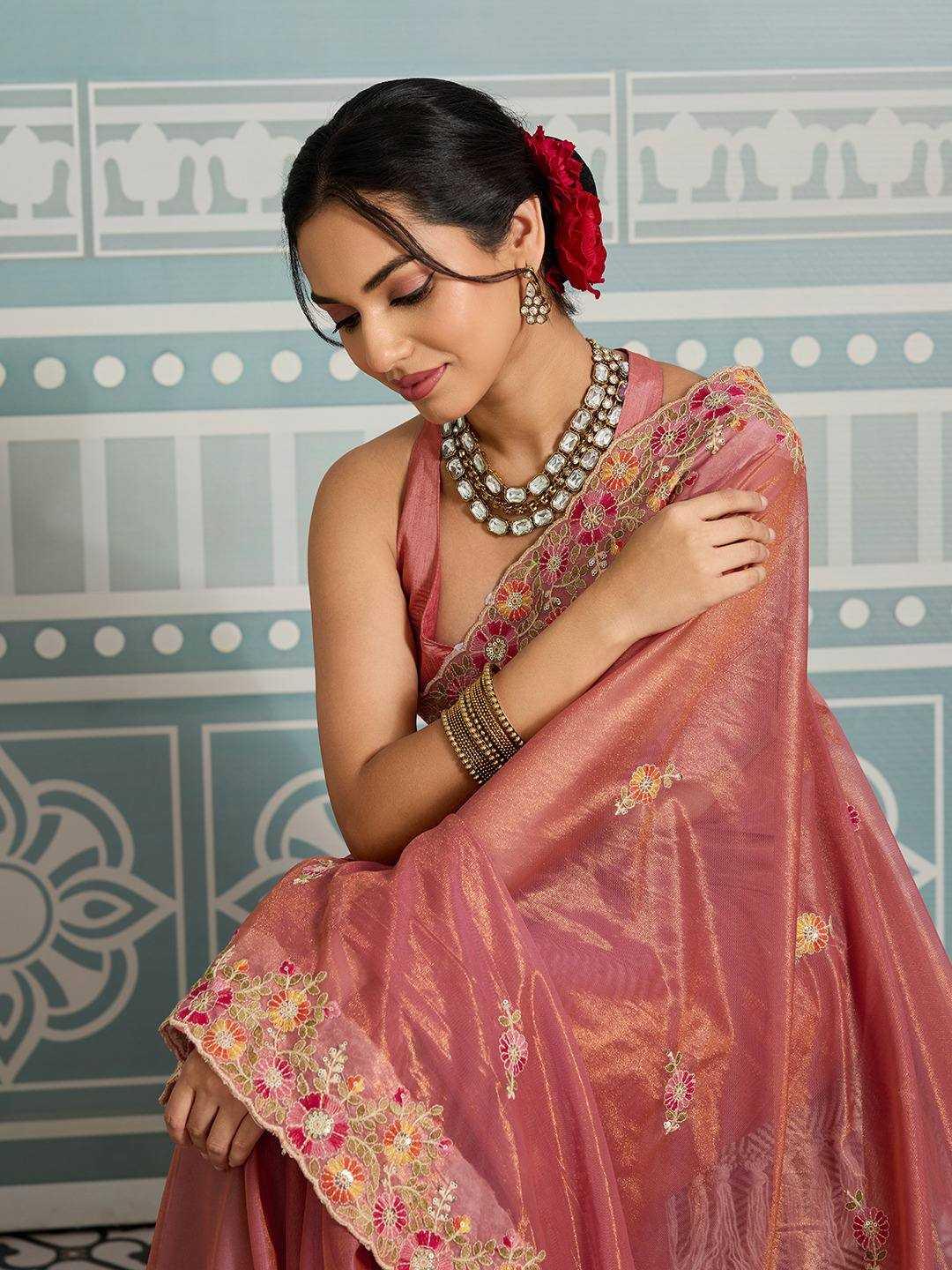 Soft Net Embroidered Sarees Sarees - MYLUXURY LANE ENTERPRISE