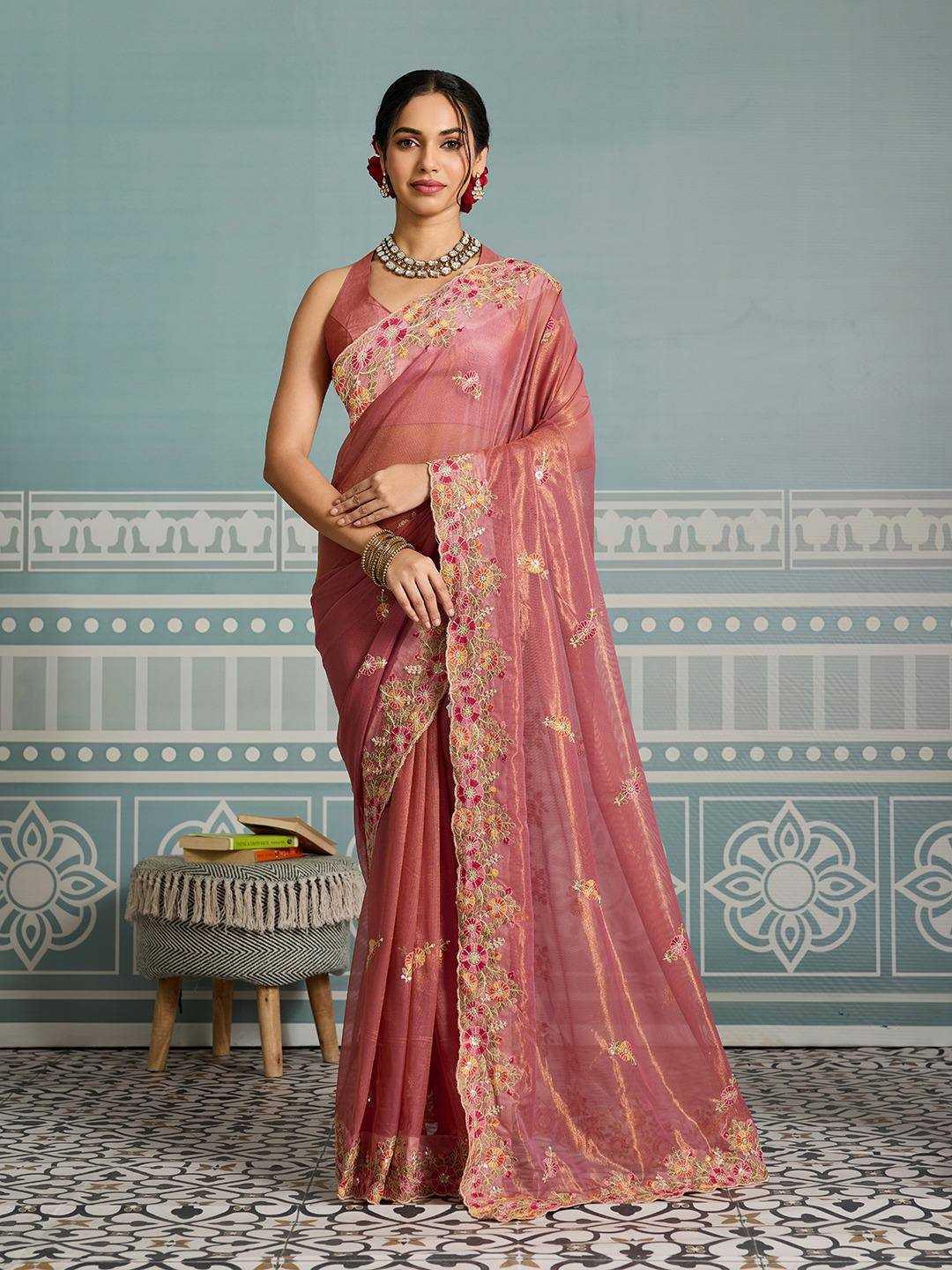 Soft Net Embroidered Sarees Sarees - MYLUXURY LANE ENTERPRISE