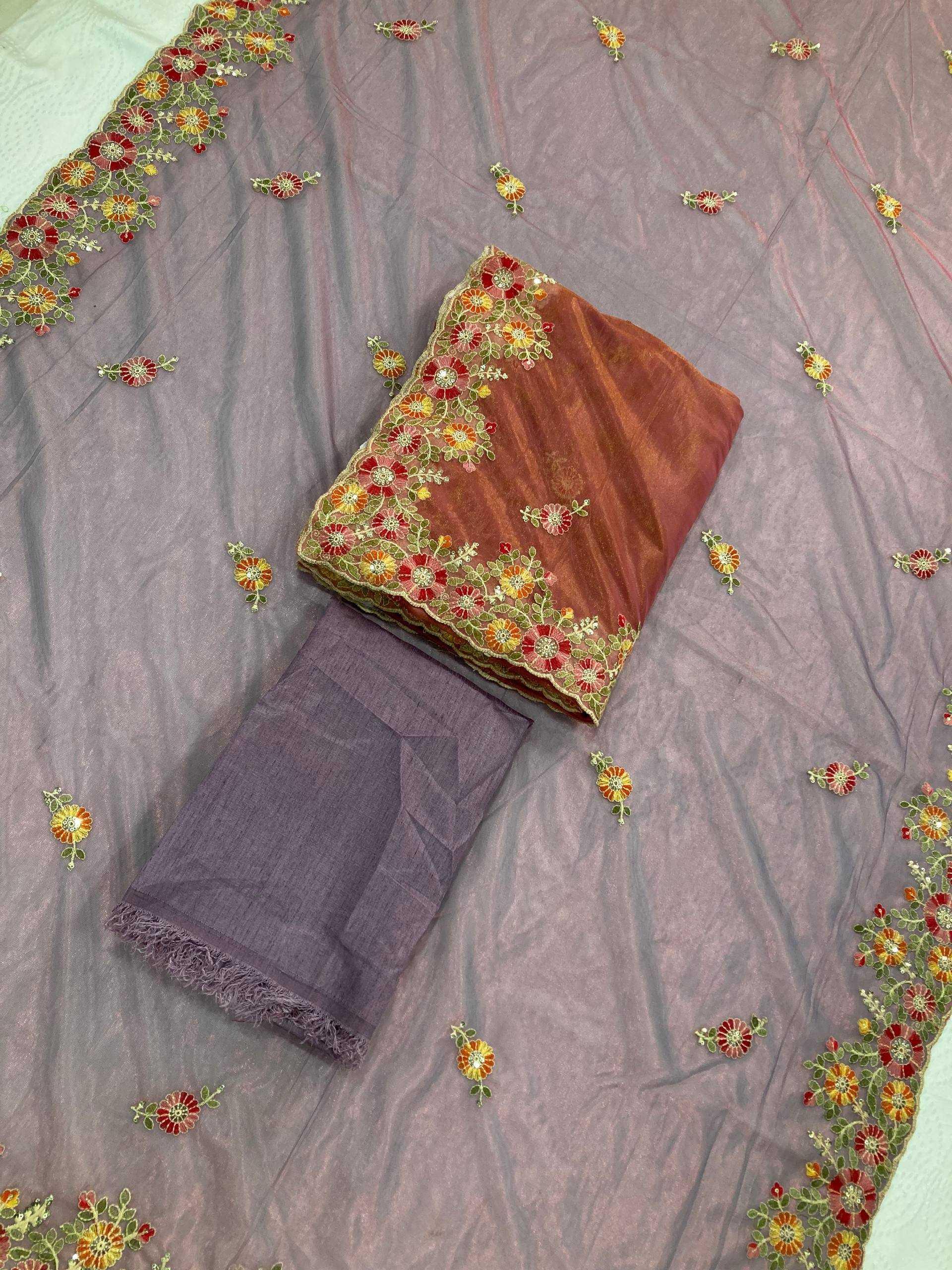 Soft Net Embroidered Sarees Sarees - MYLUXURY LANE ENTERPRISE