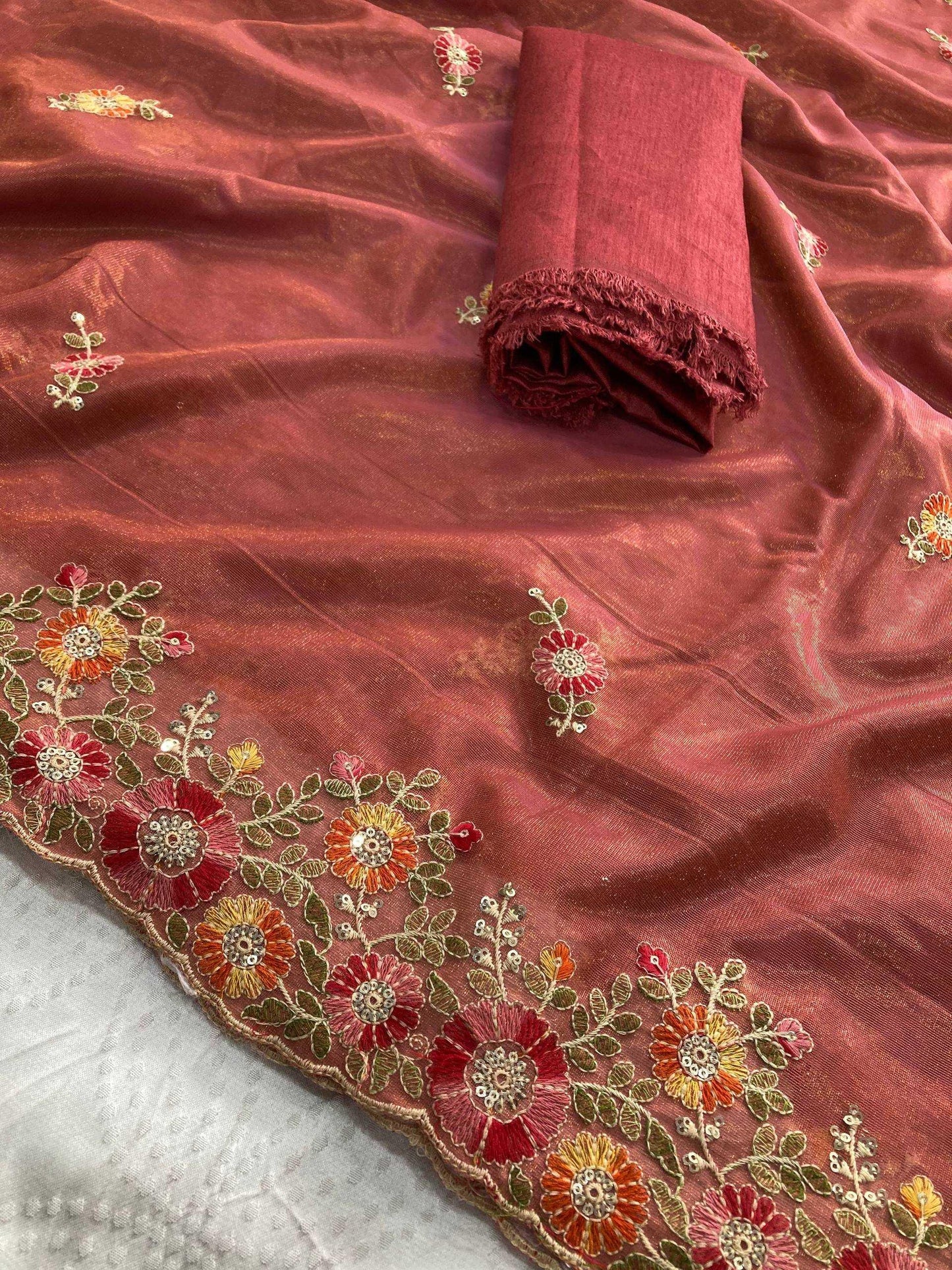 Soft Net Embroidered Sarees Sarees - MYLUXURY LANE ENTERPRISE