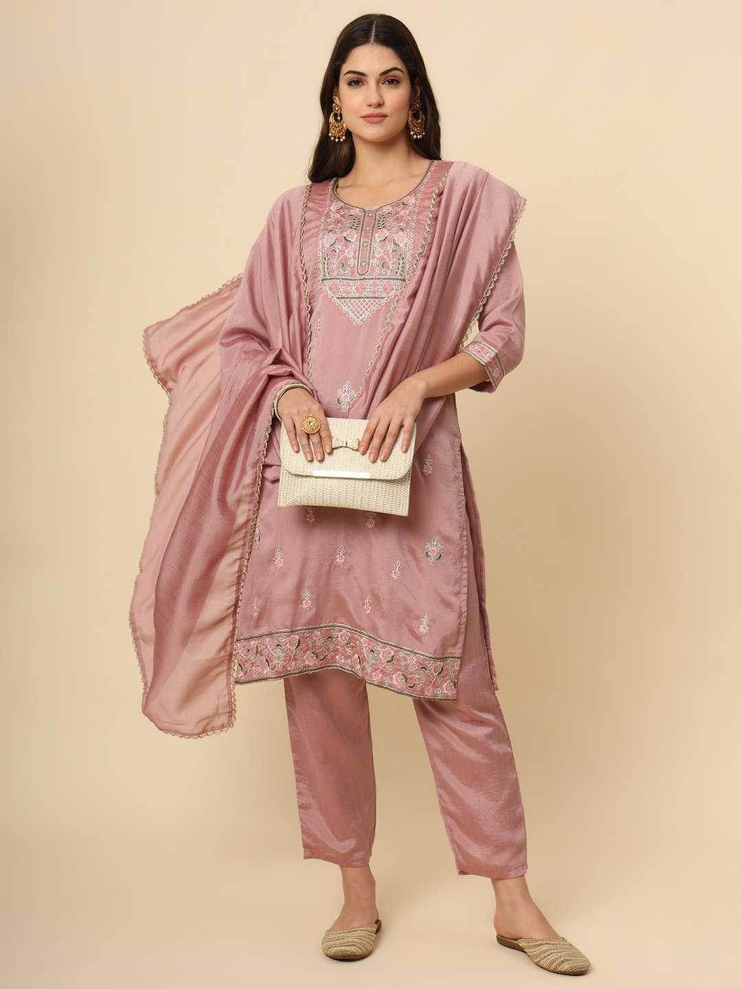 LADIES SILK EMBROIDERED LONG KURTI - MYLUXURY LANE ENTERPRISE