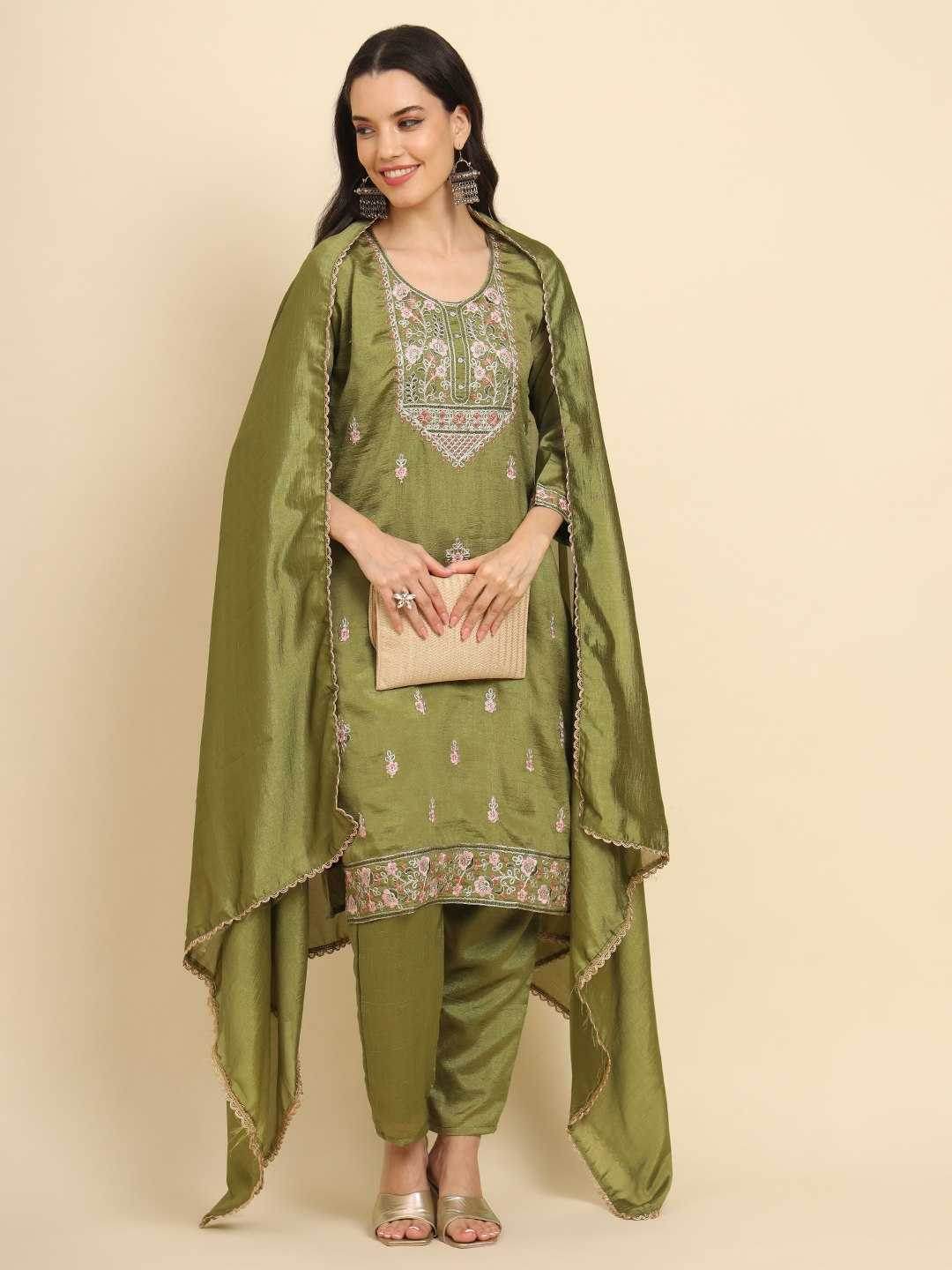 LADIES SILK EMBROIDERED LONG KURTI - MYLUXURY LANE ENTERPRISE