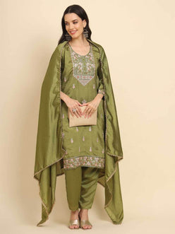 LADIES SILK EMBROIDERED LONG KURTI - MYLUXURY LANE ENTERPRISE