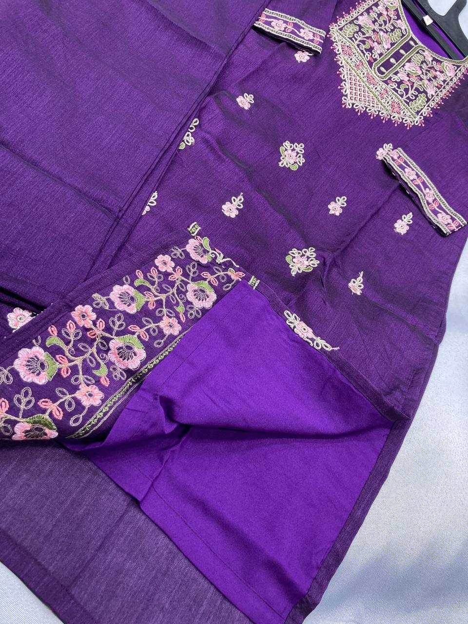 LADIES SILK EMBROIDERED LONG KURTI - MYLUXURY LANE ENTERPRISE