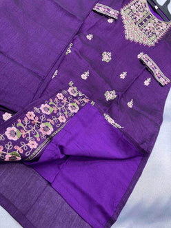 LADIES SILK EMBROIDERED LONG KURTI - MYLUXURY LANE ENTERPRISE