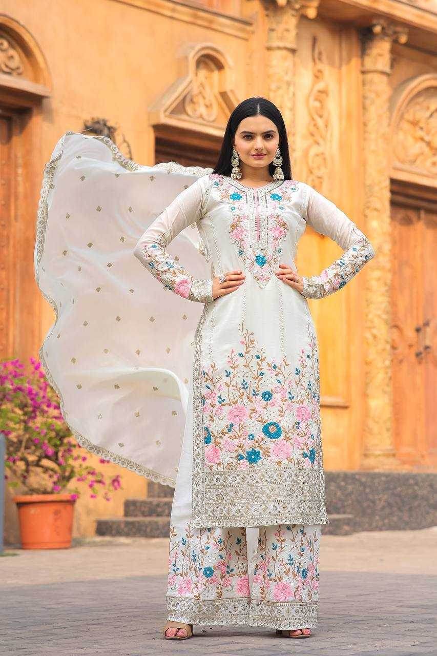 Chinon Silk With Heavy Embroidery Suit - MYLUXURY LANE ENTERPRISE