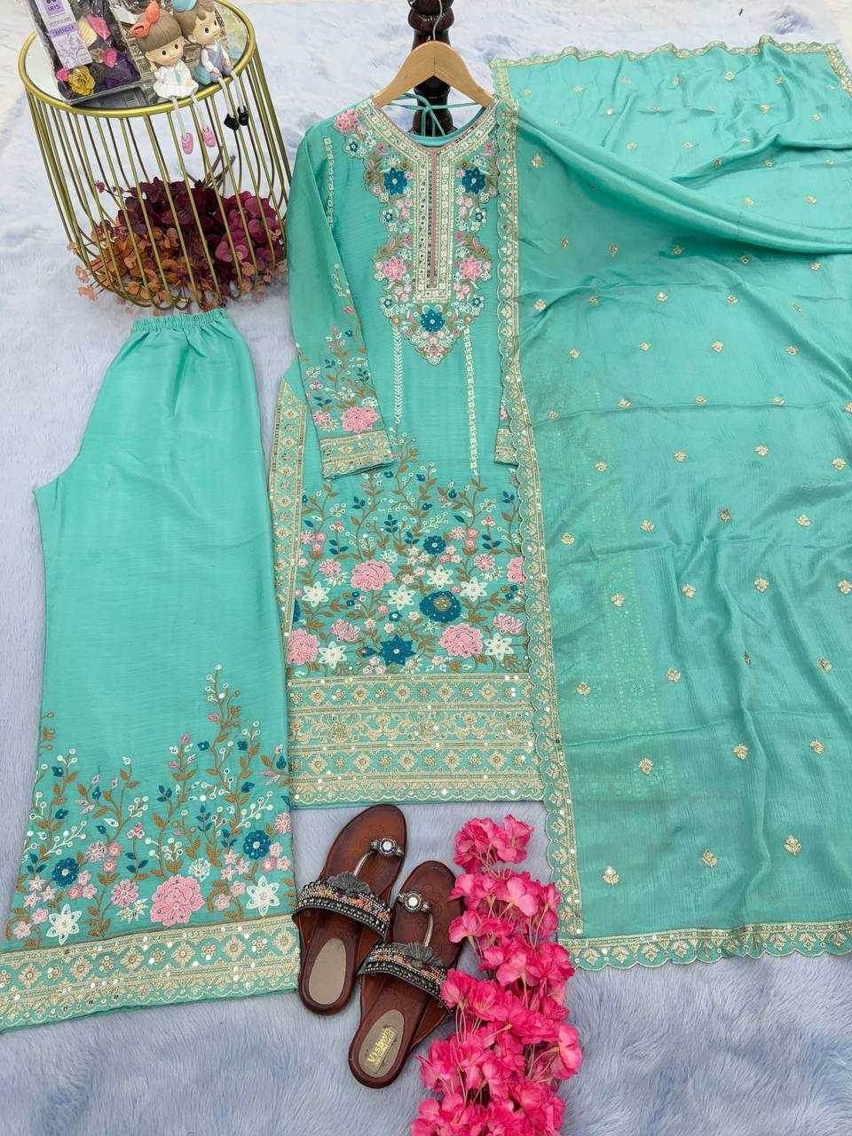 Chinon Silk With Heavy Embroidery Suit - MYLUXURY LANE ENTERPRISE