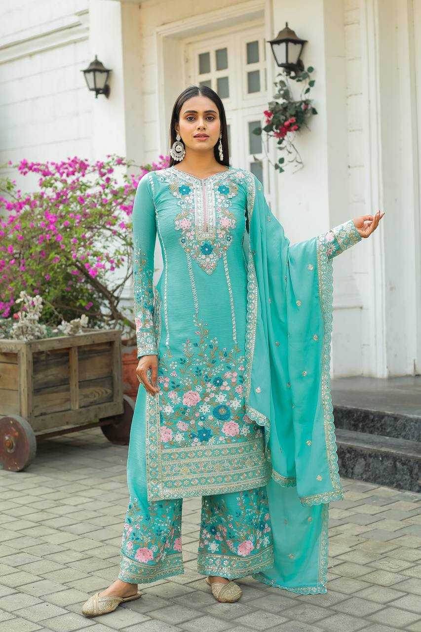 Chinon Silk With Heavy Embroidery Suit - MYLUXURY LANE ENTERPRISE