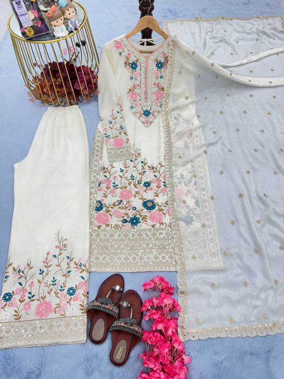 Chinon Silk With Heavy Embroidery Suit - MYLUXURY LANE ENTERPRISE