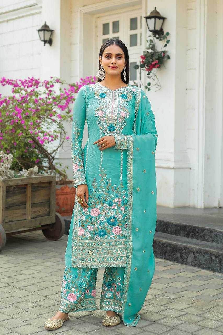 Chinon Silk With Heavy Embroidery Suit - MYLUXURY LANE ENTERPRISE