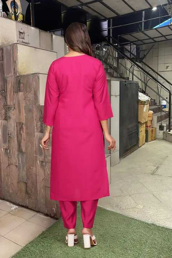 Embroidered Long Kurti Pink Salwar Suit