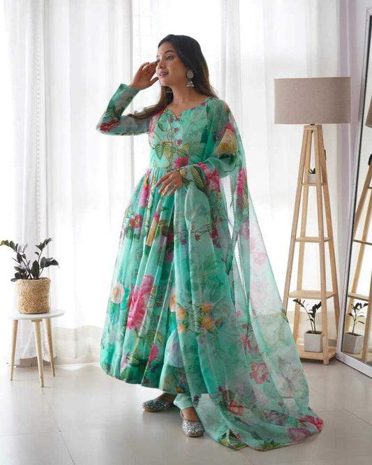 Tabby Silk  Anarkali Full Sleeve Gown