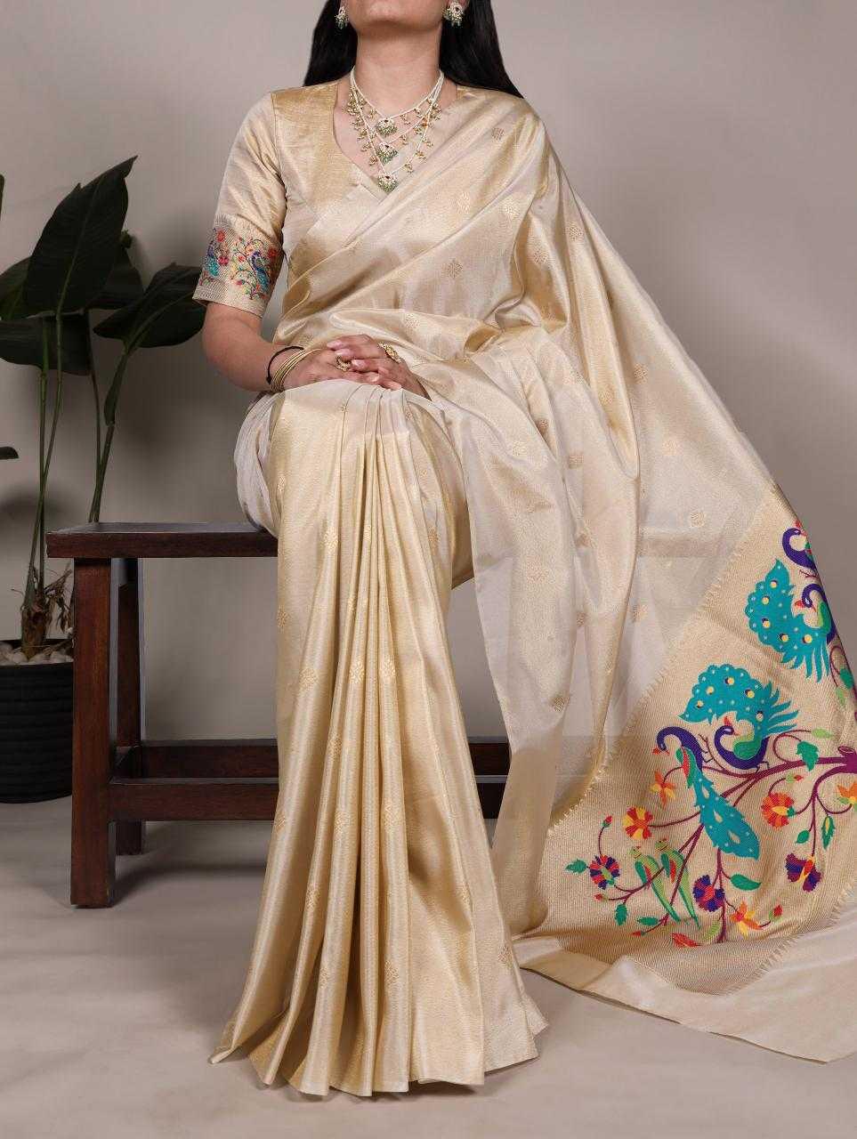 Tissue Designer Zari Border Sarees - MYLUXURY LANE ENTERPRISE