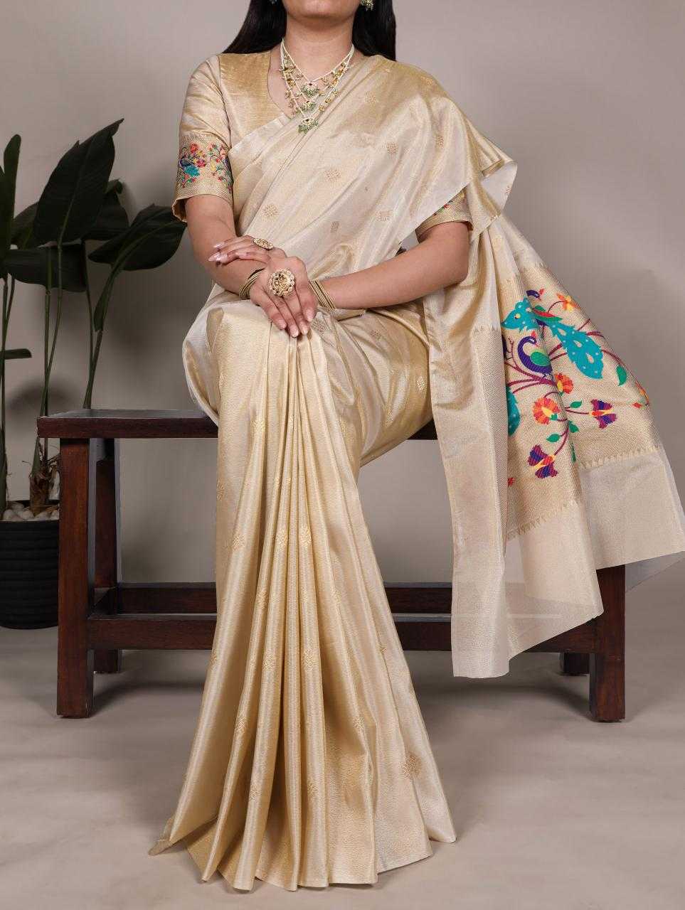 Tissue  Designer  Zari Border Sarees