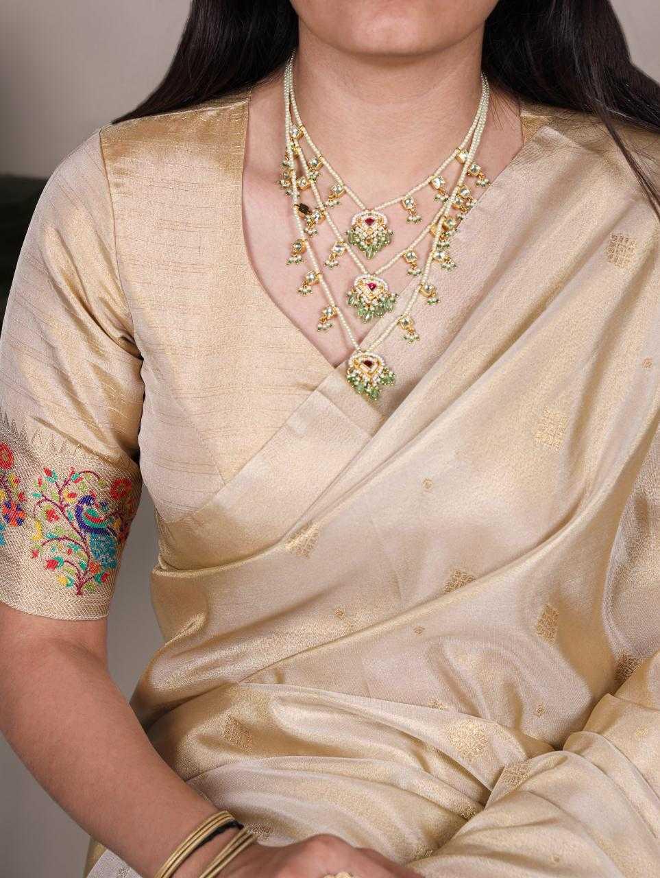 Tissue Designer Zari Border Sarees - MYLUXURY LANE ENTERPRISE