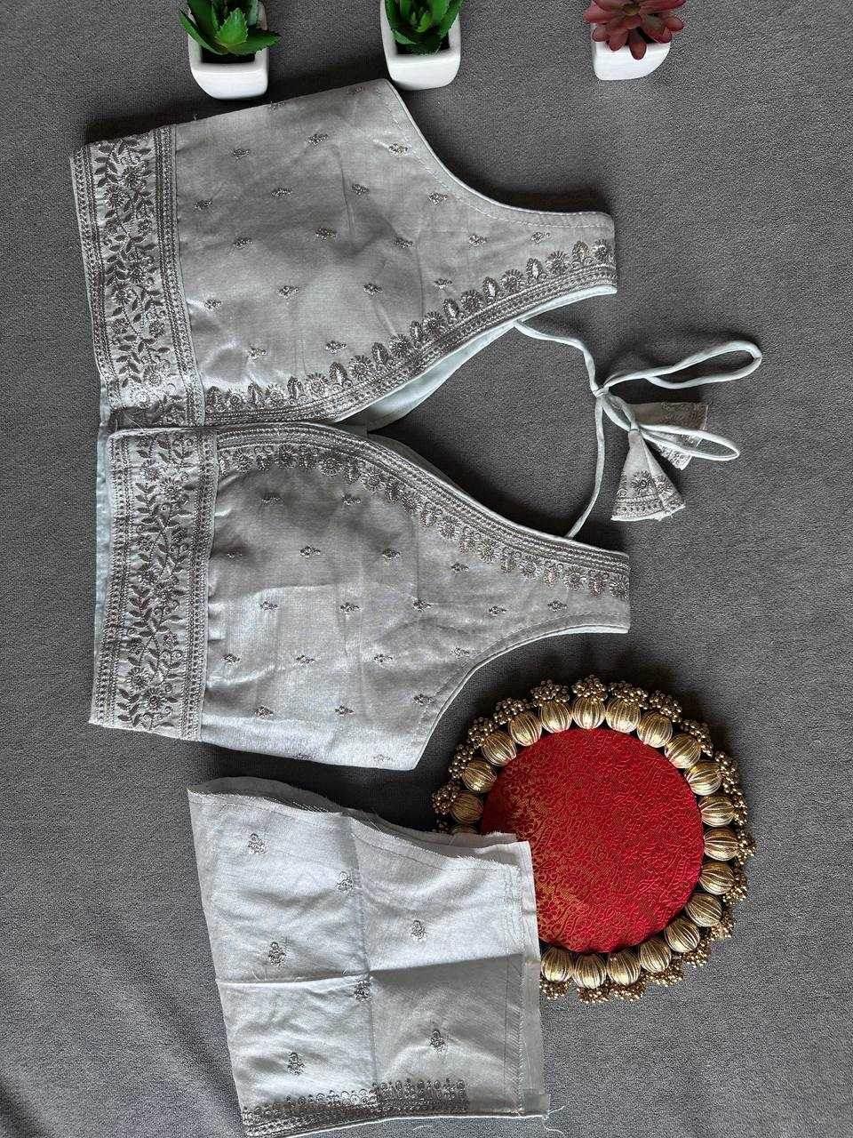 Tissue Readymade Sequence Embroidery Blouse - MYLUXURY LANE ENTERPRISE