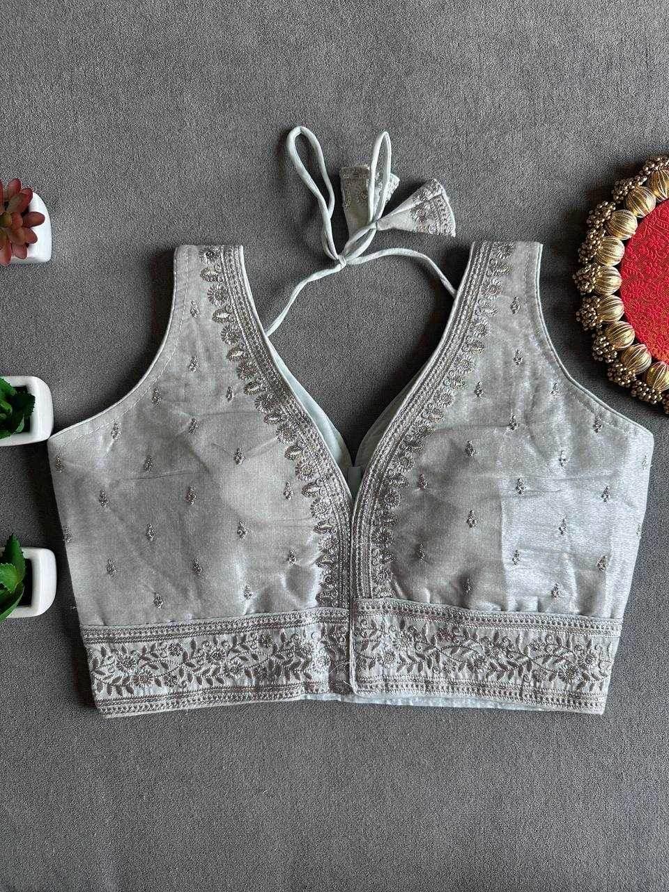 Tissue Readymade Sequence Embroidery Blouse - MYLUXURY LANE ENTERPRISE