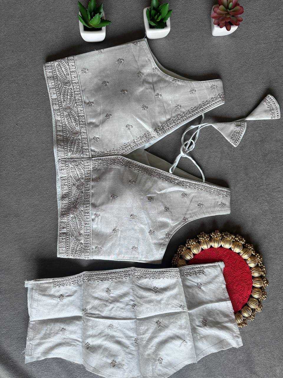 Tissue  Readymade Sequence Embroidery Blouse
