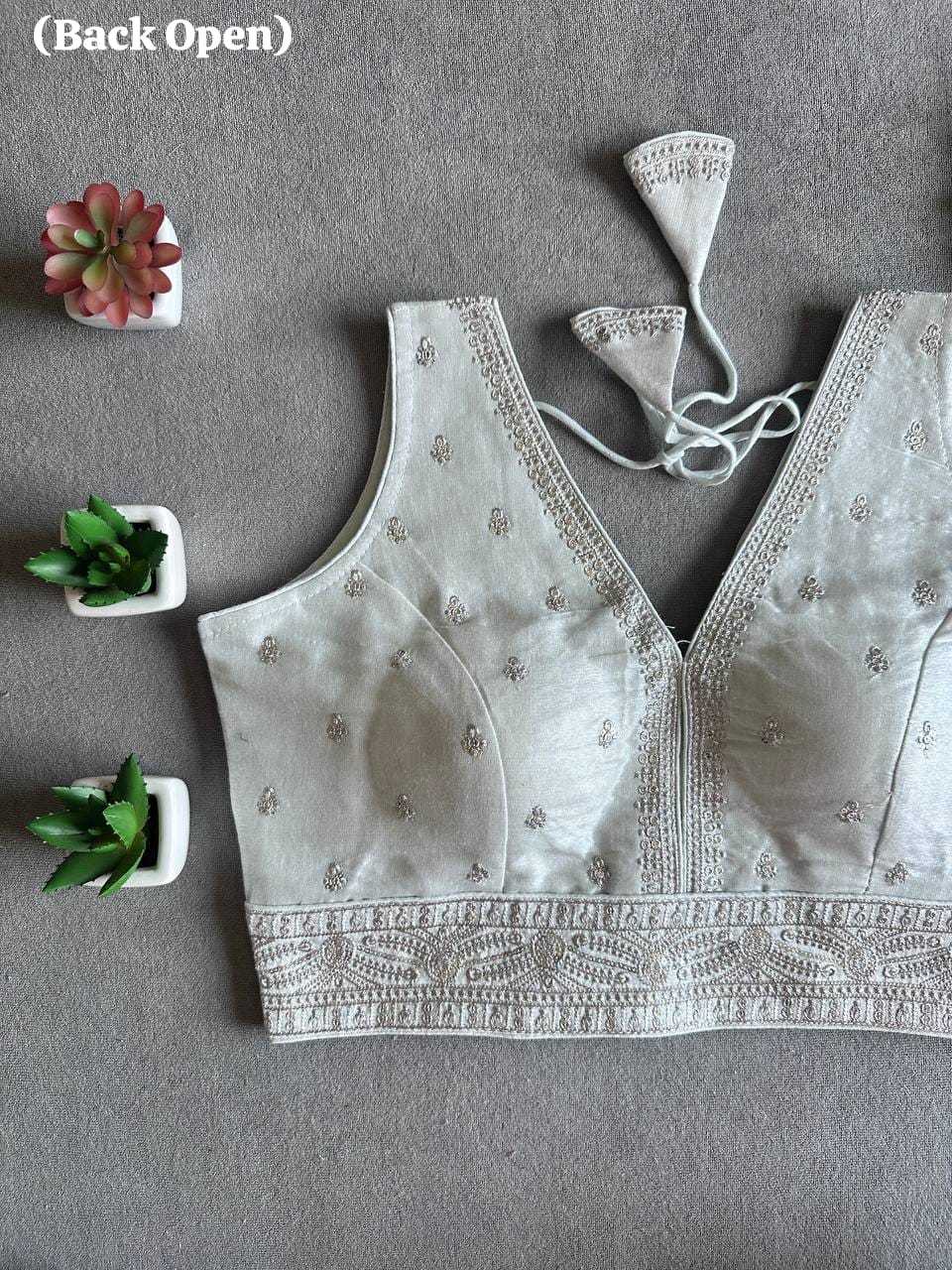 Tissue  Readymade Sequence Embroidery Blouse