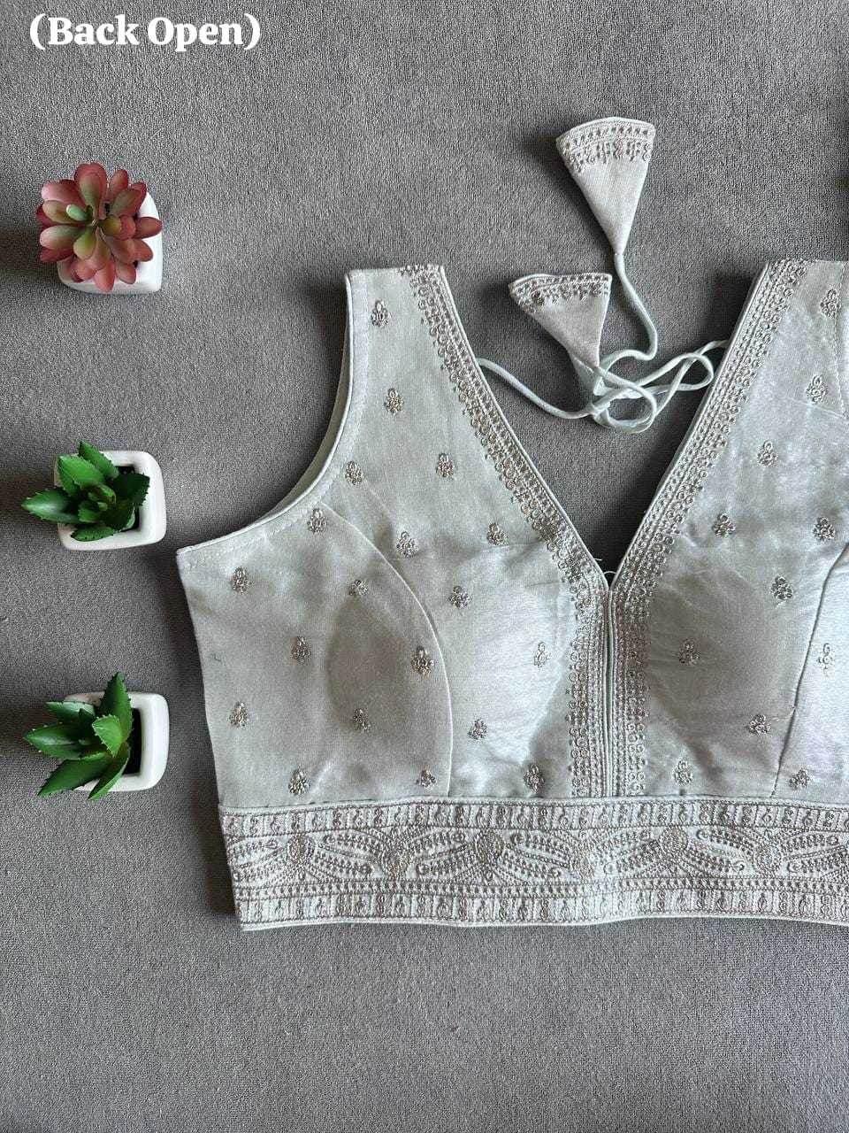 Tissue Readymade Sequence Embroidery Blouse - MYLUXURY LANE ENTERPRISE