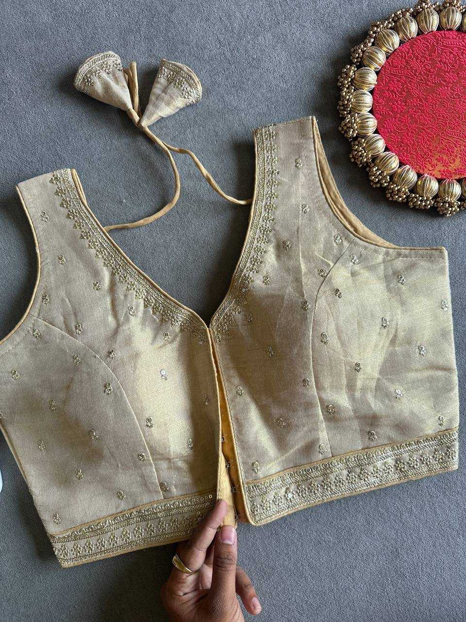Tissue  Readymade Sequence Embroidery Blouse