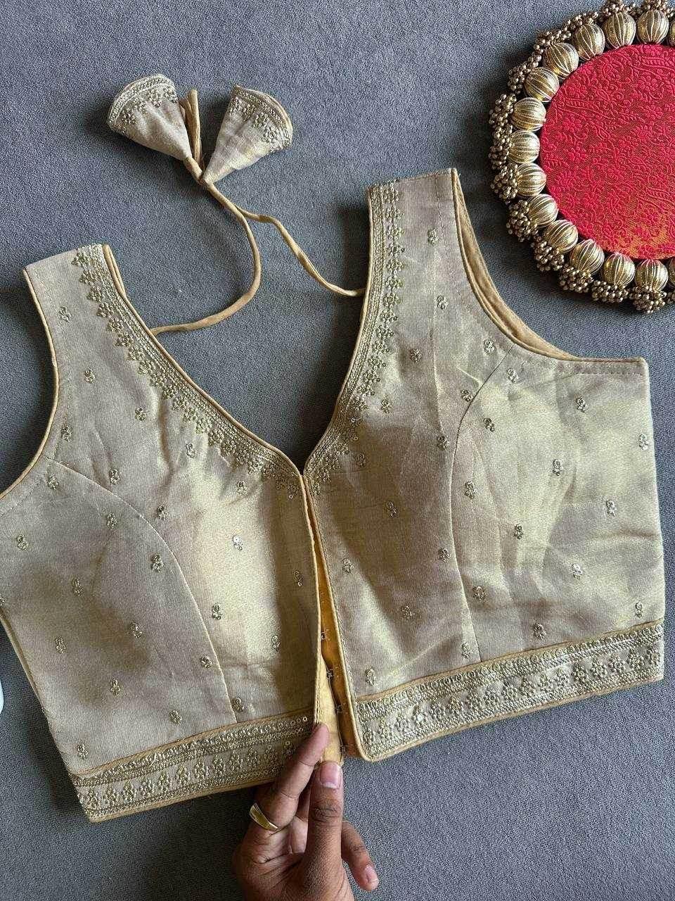 Tissue Readymade Sequence Embroidery Blouse - MYLUXURY LANE ENTERPRISE